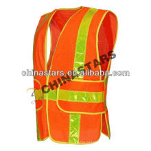 High Visibility Fluorescent Orange Reflective Safety Waistcoat PVC Reflective Tape